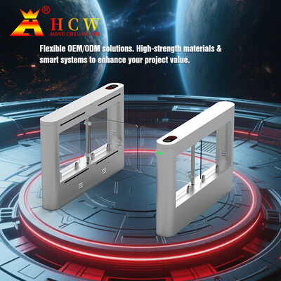 HCW CW406 Swing Barrier Turnstile Gate With 8 Pairs Infrared Detection Sensors Fast Speed 30-60 Person/Minute And 5 Million Times Life Span