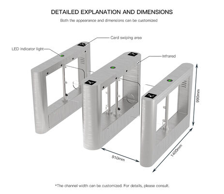 HCW Durable Barrier Turnstile Gate with 910mm Channel Width and 4-Pair Infrared Anti-Tailgating ISO 9001/CE Certified Swing Gate Turnstile