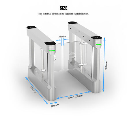 HCW Waterproof IP42 Swing Barrier Turnstile with 10mm Plexiglass and 30-40 People/Minute Throughput for Secure Access Control