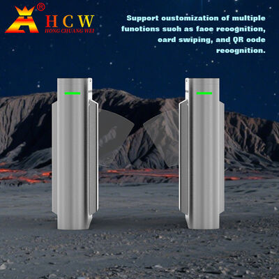 HCW Flap Barrier Turnstile with 15mm Plexiglass Door Wings 4 Pairs Infrared Beams and Certified Pedestrian Access Control Turnstile