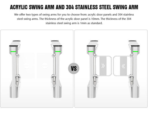HCW Waterproof IP42 Swing Barrier Turnstile with 10mm Plexiglass and 30-40 People/Minute Throughput for Secure Access Control
