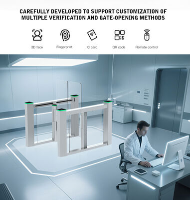 HCW Automatic Turnstile Gate with DC Brushless Motor 10mm Plexiglass Door Wings and 3-Million-Cycle Durability
